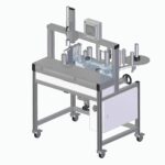 Example of an individually manufactured, semi-automatic labelling machine from our product range